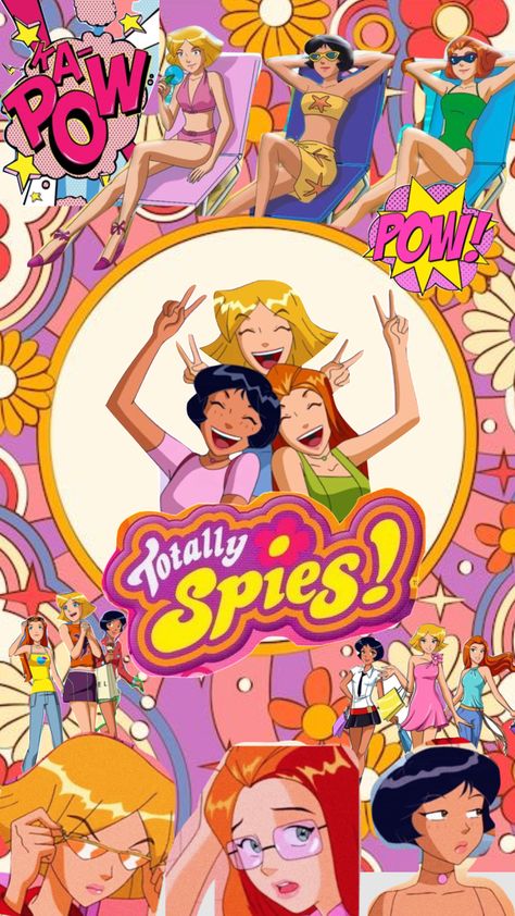 totally spies inspo #y2k Totally Spies Phone, Spy Girl, Spy Party, 2000s Cartoons, Y2k Posters, Bulletin Journal Ideas, 90s Cartoons, Totally Spies