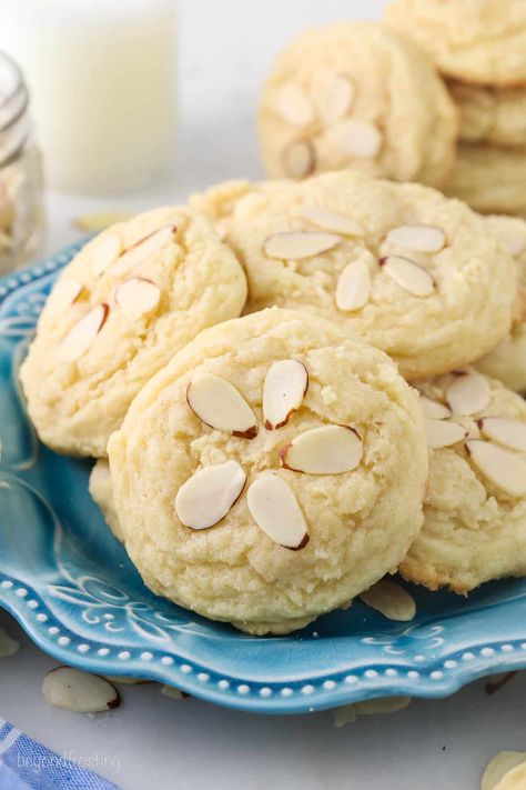 These perfect Almond Cookies are soft sugar cookies with crisp, buttery edges and warm almond flavor. Rich, chewy, and so irresistible! Almond Sugar Cookie Recipe, Homemade Sugar Cookies Easy, Best Christmas Cookie Recipes, Almond Sugar Cookies, Almond Shortbread Cookies, Almond Meal Cookies, Homemade Sugar Cookies, Best Christmas Cookie Recipe, Almond Butter Cookies