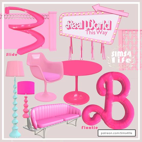 Sims 4 Cc Clueless, Sims 4 Barbie Furniture Cc, Sims 4 Vanity Cc, Sims 4 Barbie Cc, Barcelona House, Hello Kitty Decorations, Furniture Cc, Sims 4 Traits, Growing Together