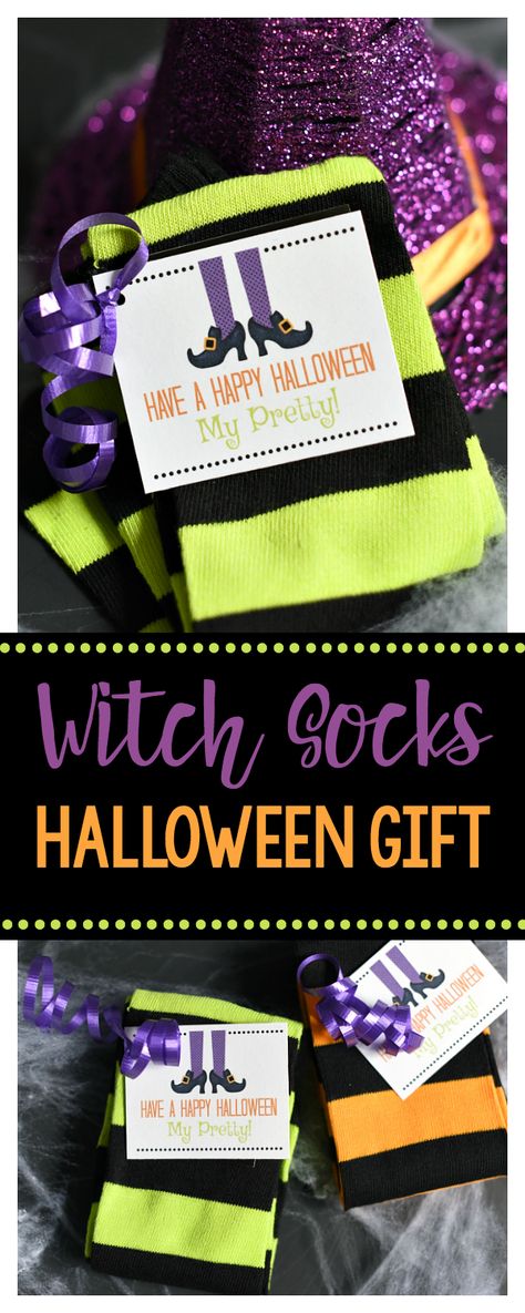 Cute Witch Socks Halloween Gift for Friends – Fun-Squared Halloween Gifts For Friends, Witch Socks, Cute Halloween Gifts, Secret Pal Gifts, Boo And Buddy, Socks Halloween, Halloween Gift Ideas, Halloween Gift Baskets, Survival Kit Gifts