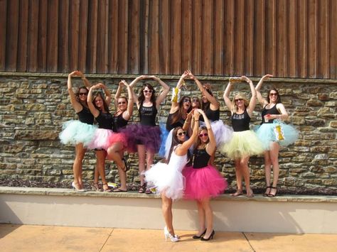 Bachelorette Tutu party!! LOVE THIS! I like a bit longer tutus and converse or flip flops but LOVE LOVE. Ideas For Wedding Party, Vail Bride, Bachelorette Tutu, Diy Tutus, Shirts Diy, Long Tutu, Bachelorette Bachelor Party, Tutu Party, 38 Super