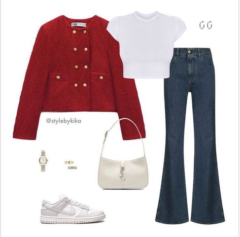 Everyday Fashion Outfits, Classy Work Outfits, Outfit Classy, Stylish Work Outfits, Modest Fashion Outfits, Looks Chic, Red Outfit, 가을 패션, Casual Style Outfits