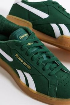 Green Reebok, Scandi Fashion, Green Trainers, Funky Shoes, Reebok Club C, Cute Sneakers, Club C, Reebok Shoes, Swag Shoes