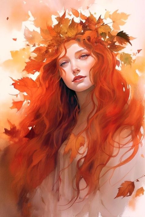 Redhead Goddess Art, Autumn Eladrin Female, Character Wallpaper, Human Art, Character Portraits, Portrait Art, Cool Artwork, The Mind, Amazing Art