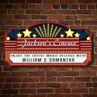 Winston Porter Swinford Home Theater Marquee Personalized Sign Wall Decor Customize: Yes Movie Marquee Sign, Theater Marquee, Cinema Sign, Theatre Sign, Home Theater Furniture, Home Theater Decor, Best Home Theater, At Home Movie Theater, Home Theater Setup