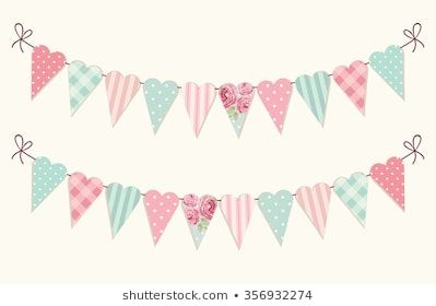 Retro Party Decorations, Shabby Chic Bunting, Drawing Borders, Garden Bunting, Birthday Cards Images, Shabby Chic Birthday, Valentines Day Wedding, Shabby Chic Christmas, Bunting Flags