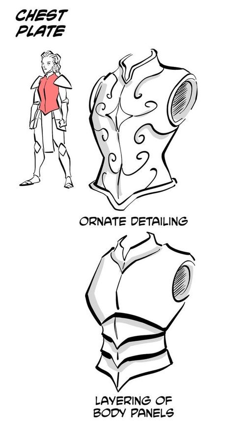 Simple Armour Design, Body Armor Drawing Reference, How To Render Armor, How To Draw Fantasy Clothes, Armor Pose Reference, Women Armour Drawing, Armor Tutorial Drawing, Woman Armor Drawing, Women Armor Drawing Reference