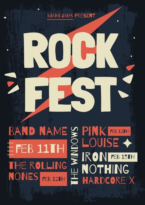 Vintage Rock Fest Concert Poster Poster Konser, Rock Poster Design, Rock Fest, Music Concert Posters, Gig Poster, Music Cover, Beach Posters, Concert Poster, Rock Concert