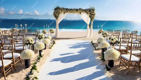 Premium Photo | A wedding ceremony on a beach with a white sand beach Background Wallpapers, Beach Background, White Sand Beach, White Sand, New Wallpaper, Premium Photo, Beach Wedding, A Wedding, Wedding Ceremony