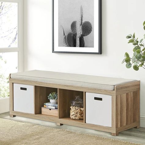 Latitude Run® Brianny Upholstered Cubby Storage Bench & Reviews - Wayfair Canada Cube Storage Bench, Dining Room Playroom, Cubby Storage Bench, Bookshelf Storage, Cubby Storage, Upholstered Storage Bench, Beautiful Storage, Utility Rooms, Upholstered Storage