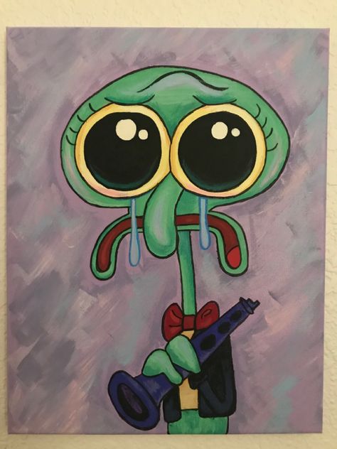 #Squidward Spongebob Painting Canvases Easy, Spongebob Painting Canvases, Painting Canvases Easy, Spongebob Patrick And Squidward, Patrick And Squidward, Squidward Art, Squidward Painting, Spongebob Painting, Spongebob Patrick