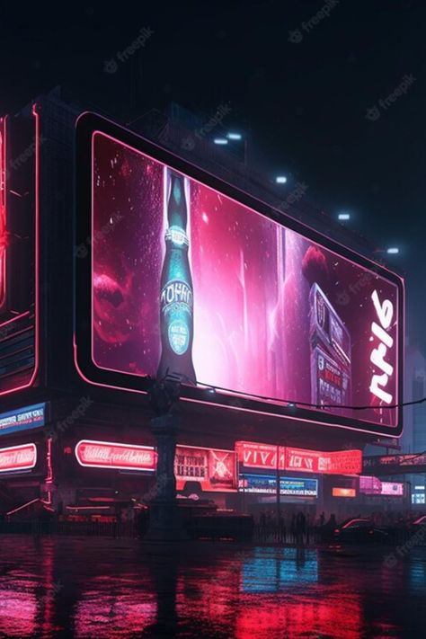 Sci Fi Billboard, Cyberpunk Billboard, Futuristic Billboard, Futuristic Advertising, Futuristic Ads, Billboard Design, Killer Queen, Digital Art Illustration, Website Inspiration