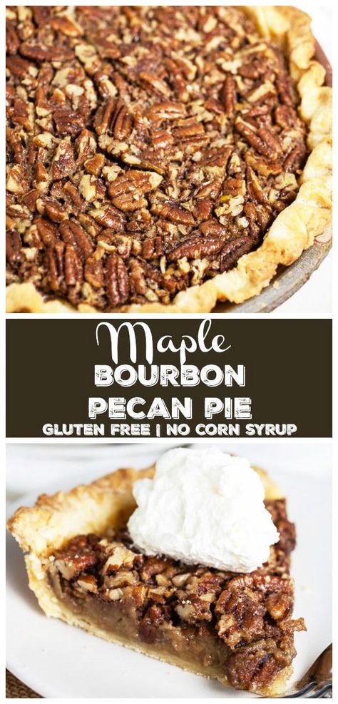 Pecan Pie Thanksgiving, Bourbon Pecan Pie Recipe, Maple Pecan Pie, Dessert Pies, Bourbon Pecan Pie, Maple Bourbon, Rustic Thanksgiving, Gluten Free Pie, Slow Cooker Desserts