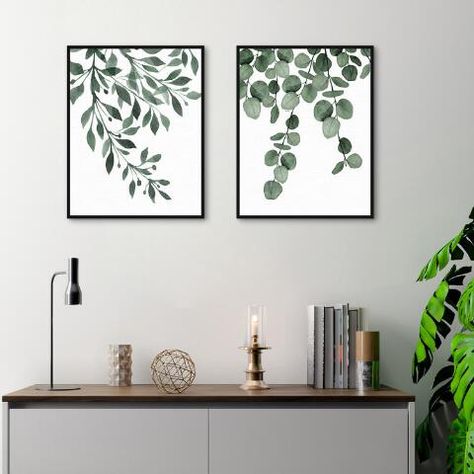 Wall Art 2 Piece, Large Framed Wall Art, Console Table Decorating, Gallery Wall Living Room, Mom Art, Green Wall Art, Canvas Wall Art Set, Inspiration Wall, Botanical Wall Art