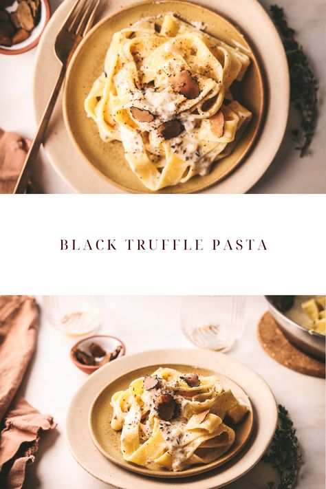 The ultimate luxury pasta dish! This is perfect for date night. Obviously, real truffles are super expensive, so we're using truffle butter and a truffle tapenade in this recipe. Luxury Pasta, Black Truffle Pasta, Truffle Food, Truffle Oil Pasta, Black Truffle Recipe, How To Make Truffles, Truffle Oil Recipes, Creamy White Wine Sauce, Truffle Pasta