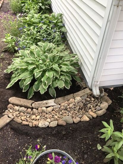 Downspout Landscaping, Side Yard Landscaping, River Rock Landscaping, House Landscaping, Landscaping With Large Rocks, Rock Garden Landscaping, Japanese Rock, Home Landscaping, Garden Yard Ideas