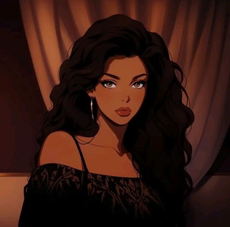 Latina Female Character Art, Brown Hair Cartoon Girl Aesthetic, Desi Cartoon Pfp, Brunette Anime Woman, Brown Girl Cartoon, Brown Anime Girlies, Brown Hair Characters, Sarah Aesthetic, Brown Girl Pfp