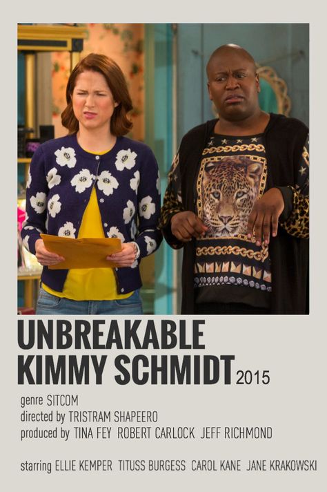 Unbreakable Kimmy Schmidt Poster, Movie Polaroids, Minimalist Polaroid Poster, Jane Krakowski, Minimal Posters, Ellie Kemper, Billy Madison, Tv Posters, Dorm Room Art