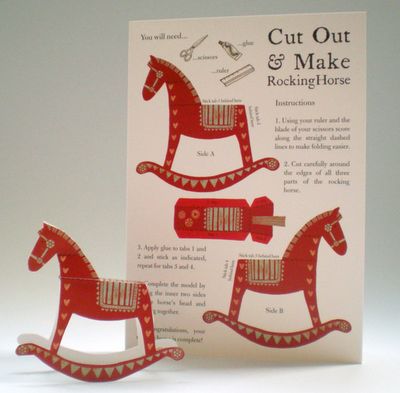 Cardboard Cut-Out Rocking Horse::Needs a tail! Could do other animals as well.. . Alice Melvin, Horse Template, Printable Toys, Horse Cards, Paper Furniture, Rocking Horses, Dollhouse Printables, Miniature Printables, Clay Animals