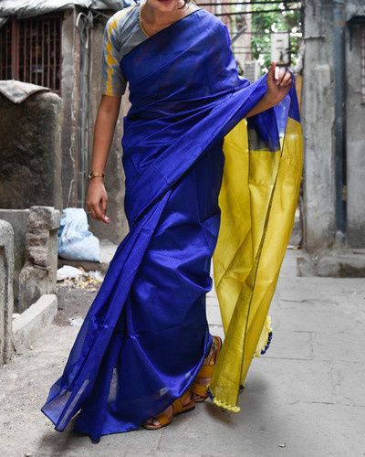 Sapphire Pear Sari Suta Saree, Forest Shoot, The Secret Label, Global Desi, Fashion Design Dress, Contrast Blouse, Elegant Saree, Dark Forest, Beautiful Saree