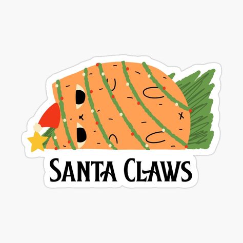 Get my art printed on awesome products. Support me at Redbubble #RBandME: https://www.redbubble.com/i/sticker/Santa-Claws-SantaCat-ChristmasCatLoverGift-ChristmasCatMemeGift-by-AnnaHalasek/165599581.EJUG5?asc=u Santa Claws, Santa Cat, Kitten Love, Redbubble Designs, Cat Facts, Cats Illustration, Cat Decor, Weird And Wonderful, Cat Illustration