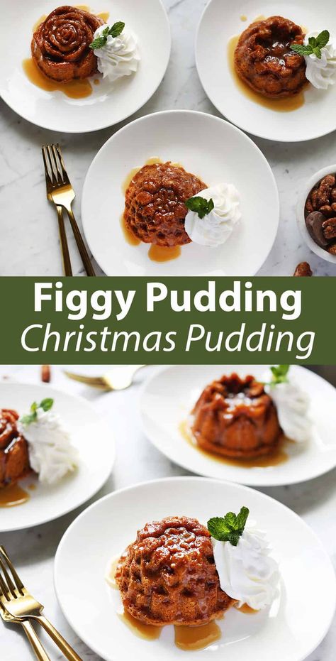 Figgy Pudding - Christmas Pudding - A Beautiful Mess Christmas Pudding Desserts, Figgy Pudding Recipe, Broiled Steak, Cake Portions, Figgy Pudding, Baked Donut Recipes, British Dishes, Fig Jam, A Beautiful Mess