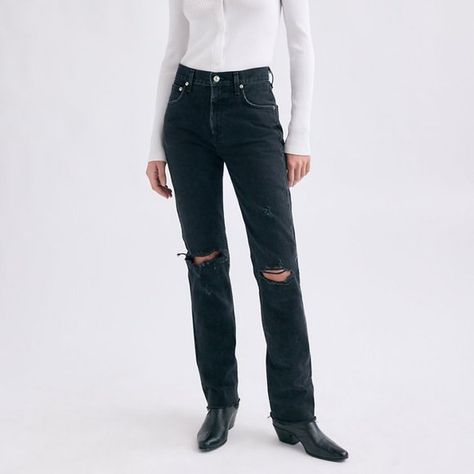 AGOLDE Cherie High-rise Jeans Urban Grunge, High Wasted Jeans, High Rise Straight Jeans, Agolde Jeans, Kick Flare Jeans, Straight Crop Jeans, Loose Fit Jeans, Cowgirl Western, Loose Jeans