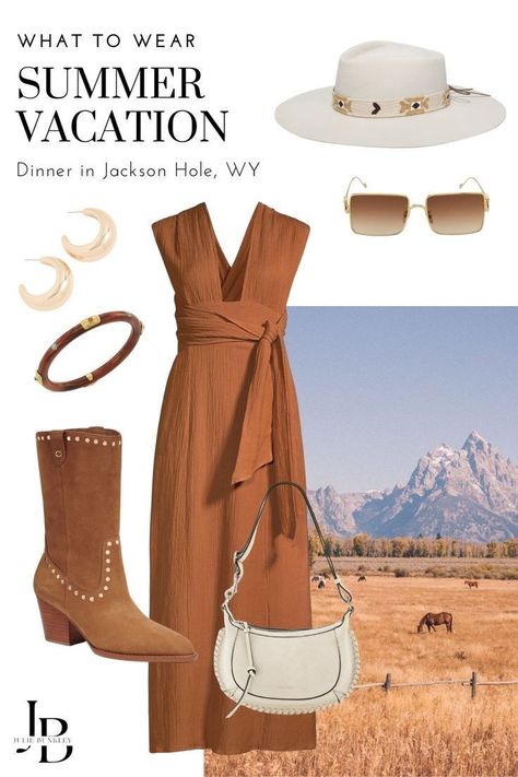 Jackson Hole Wyoming Summer, Jackson Hole Summer, Summer Resort Outfits, Vacation Outfit Inspiration, Jackson Hole Vacation, Ranch Outfits, Western Summer Outfits, Jackson Hole Wyoming, Resort Outfit