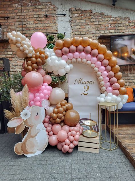 Bunny Theme Decorations, Boho Rainbow Birthday Decor, Bunny Birthday Balloons, Bunny Party Ideas Birthdays, Pink Bunny Birthday Theme, Bunny Balloon Decorations, Some Bunny Is Turning One Balloon Arch, Boho Rainbow Decorations Party, Bunny Theme Birthday Party Decor