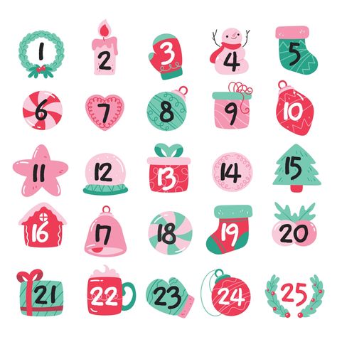 Advent Calendar Numbers Printable Free, Xmas Calendar, Make An Advent Calendar, Santa Letters, Cricket Crafts, Printable Advent Calendar, Homemade Holiday Gifts, Calendar Numbers, Holiday Countdown