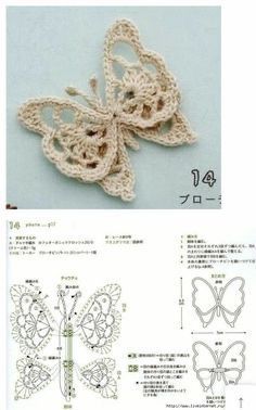 Háčkované Lemy, Crochet Butterfly Pattern, Men Crochet, Crochet Jewelry Patterns, Mode Crochet, Kids Crochet, Crochet Butterfly, Pola Sulam, Irish Lace Crochet