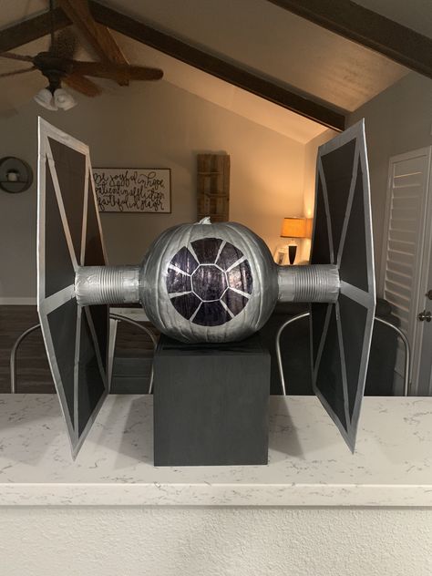 Diy Tie Fighter Decoration, Tie Fighter Origami, Tie Fighter, Pumpkin Carving, Star Wars, Carving, Holiday Decor