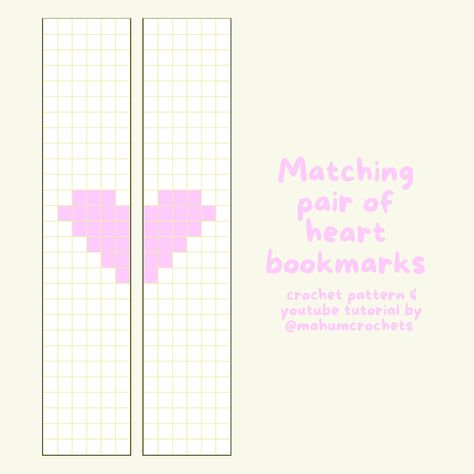 Turn these pixel grids into a matching set of crochet bookmarks with my pattern & youtube tutorial! Pixel Grid Crochet Bookmark, Crochet Book Cover, Pixel Grid, Melt Beads Patterns, Crochet Grid, Crochet Pattern Tutorial, Crochet Bookmark Pattern, Heart Bookmark, Easy Perler Beads Ideas