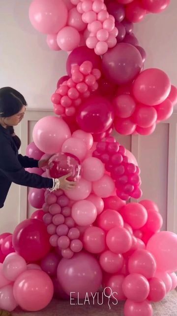 Custom Pink Balloons, Shades Of Pink Balloon Garland, Balloon Tips, Pink Balloon Garland, Christening Balloons, Kids Party Planning, Balloon Creations, Bridal Shower Balloons, Matric Dance