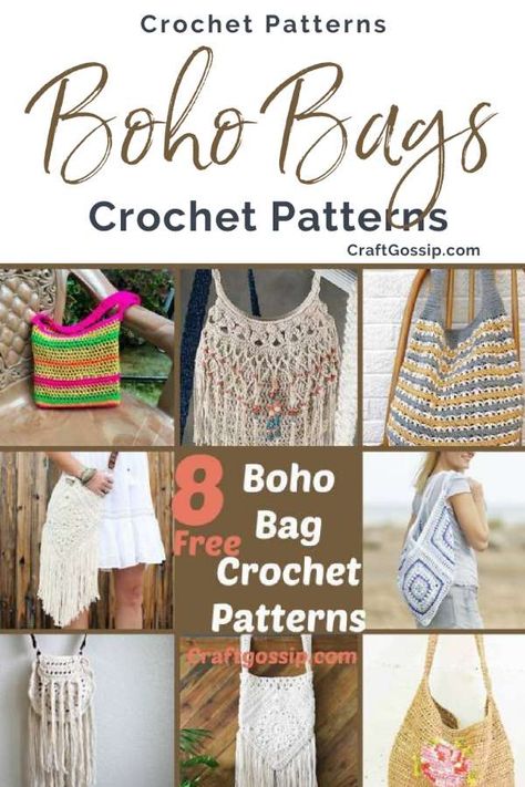 Boho Bag Pattern Free, Bags To Crochet, Crochet Containers, Crochet Boho Bag Pattern, Festival Bags, Boho Bag Pattern, Boho Crochet Patterns, Crochet Backpack Pattern, Crochet Boho Bag