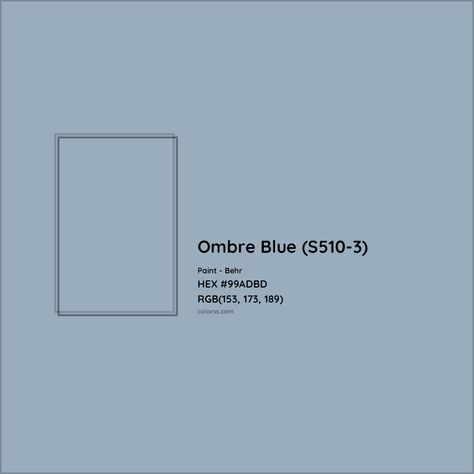 Behr Ombre Blue (S510-3) Paint color codes, similar paints and colors Behr Ombre Blue, Blue Kitchen Paint Colors, Blue Kitchen Paint, Munsell Color System, Blue Paint Color, Analogous Color Scheme, Paint Color Codes, Behr Colors, Rgb Color Codes