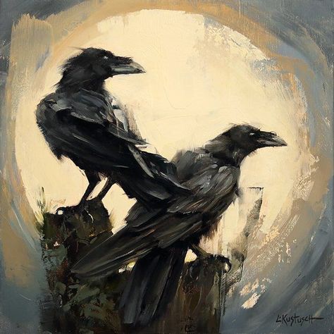 Lindsey Kustusch, Crow Painting, Dark Paintings, Crow Art, Black Birds, Raven Art, Dog Pets, Art Portraits, Kraken