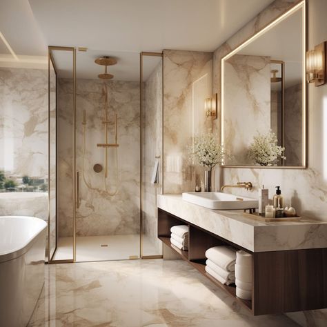 Walk In Shower Doors, Fancy Homes, Bathroom Walk In Closet, Luxury Modern Bathroom, Green Tile Bathroom, Master Bathrooms, Fancy Houses, Marble And Gold, Marble Wall