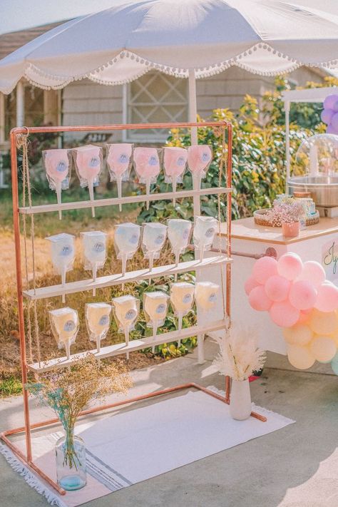 Threenage Dream, Chai Cart, Kids Birthday Party Themes, Cotton Candy Party, Disneyland Birthday, Candy Stand, 3rd Birthday Party, Candy Station, Kids Themed Birthday Parties