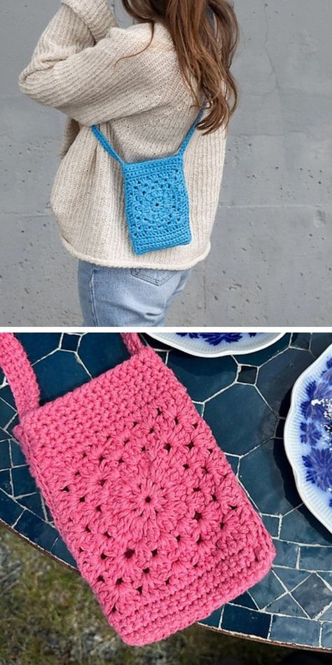 Crochet Crossbody Bag Patterns to Leave Your Hands Free Free Crochet Flowers, Functional Crochet, Crochet Hexagon Blanket, Crochet Phone Cover, Crochet Crossbody Bag, Crossbody Bag Pattern, Free Crochet Bag, Flowers Crochet, Crochet Braid Styles