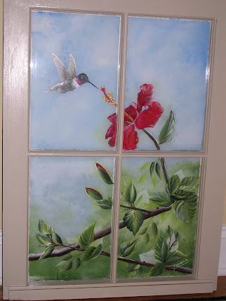 Art From The Heart By Jocelyne Windows Farmhouse, Painted Window Panes, Old Windows Painted, Old Window Art, Hand Painted Windows, Window Pane Art, Shabby Chic Farmhouse Decor, Painted Window Art, Window Wall Art