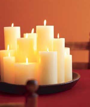 simple yet elegant Candle Arrangements, Candle Displays, Thanksgiving Table Decorations, Diy Centerpieces, Diy Home Repair, Candle Centerpieces, Candle Light, Real Simple, Holiday Entertaining