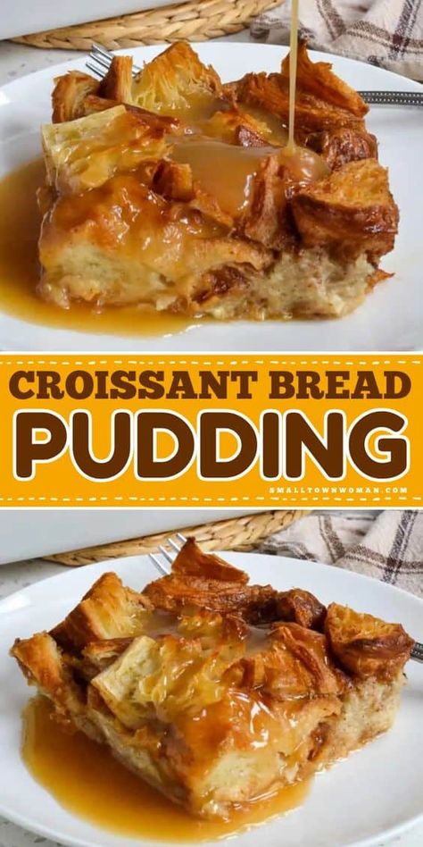 Here's a Mother's Day breakfast recipe if you're wondering what to do with leftover croissants! Your Mother's Day brunch ideas must have this breakfast casserole. Drizzled with a creamy vanilla sauce, this easy croissant bread pudding is delicious! Crossiant Bread Pudding Recipe, Bread Pudding With Croissants, Croissant Bread Pudding Recipe, Croissant Bread Pudding, Christmas Dinner Desserts, Bread Pudding Easy, Old Fashioned Bread Pudding, Croissant Bread, Fancy Breakfast