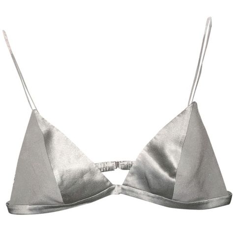 Pre-owned T By Alexander Wang Silk And Satin Triangle Bra Top Sliver ($101) ❤ liked on Polyvore featuring intimates, bras, underwear, lingerie, bra, tops, bralette, petite, sliver and silk lingerie Silk Wedding Dress Simple, Bra Top Outfit, Petite Lingerie, Lingerie Silk, Silk Bralette, Cl Fashion, Delicate Lingerie, Silk Bra, Strap Bra