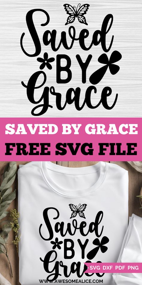 Download this free Saved by Grace SVG to create amazing faith-inspired crafts with your Cricut or Silhouette! This design adds a meaningful touch to your projects, whether you're making personalized gifts or home décor, celebrating your faith with every creation. Htv Projects, Cricut Help, Diy Home Accessories, Diy Porch, Do It Yourself Crafts, Saved By Grace, Svg For Cricut, Cricut Tutorials, Mason Jar Diy