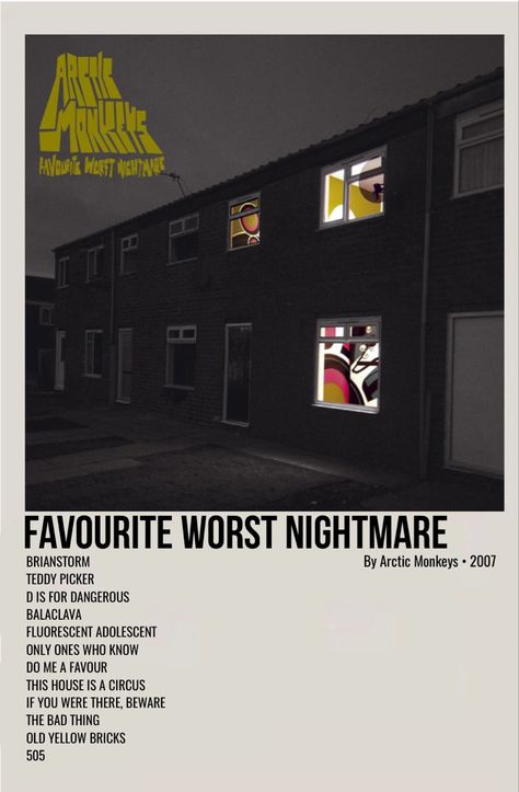 minimal polaroid album poster for favourite worst nightmare by arctic monkeys Arctic Monkeys Polaroid, Arctic Monkeys Album Cover, Arctic Monkeys Album, Favourite Worst Nightmare, Polaroid Album, Minimalist Music, Music Poster Ideas, Vintage Music Posters, Music Poster Design