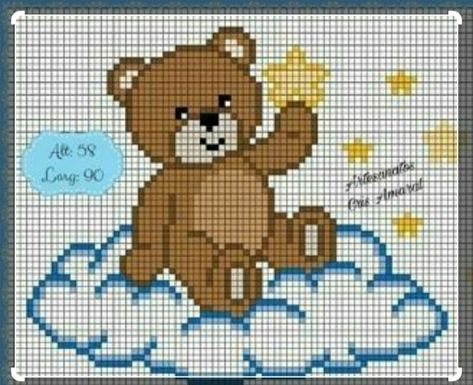 Birth Cross Stitch, Character Blankets, C2c Crochet Blanket, Animal Cross Stitch Patterns, Disney Cross Stitch, Baby Cross, Easy Stitch, Cross Stitch Baby, Cross Stitch Alphabet