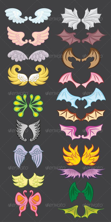 Evil Wings Drawing, Cute Wings Drawing, Demon Tail Drawing Reference, Devil Wings Drawing, Wings Symbol, Cartoon Wings, Wings Illustration, Dark Demon, Devil Wings