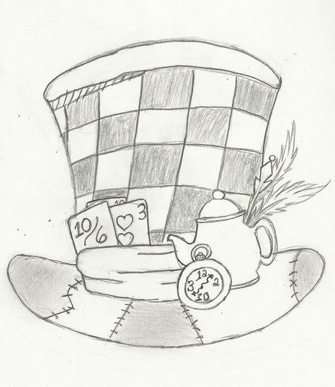 Mad Hatter's Hat by Midnighthour66 on DeviantArt Mad Hatter Hat Drawing, Mad Hatter Drawing, Top Hat Drawing, Alice In Wonderland Hat, Hat Drawing, Magic Runes, Alice In Wonderland Drawings, Mad Hatter Hat, Mad Hatter Hats