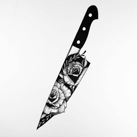 Knife Tattoo Design, Knife And Rose Tattoo, Cooking Tattoo, Culinary Tattoos, Chef Tattoo, Design Outline, Knife Tattoo, Retro Tattoos, Omerta Tattoo